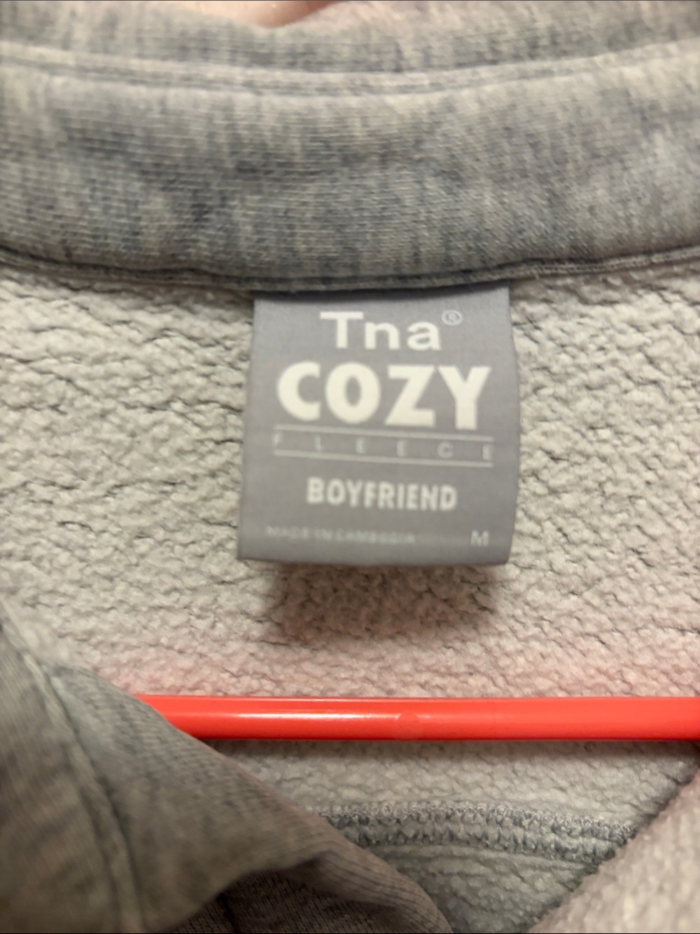 TNA Cozy Fleece Boyfriend Button-up Shirt Jacket in Light Gray - Picture 6 of 7